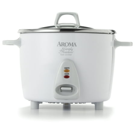 AROMA® 14-Cup (Cooked) / 3Qt. Select Stainless® Rice & Grain Cooker, White, New, ARC-757-1SG