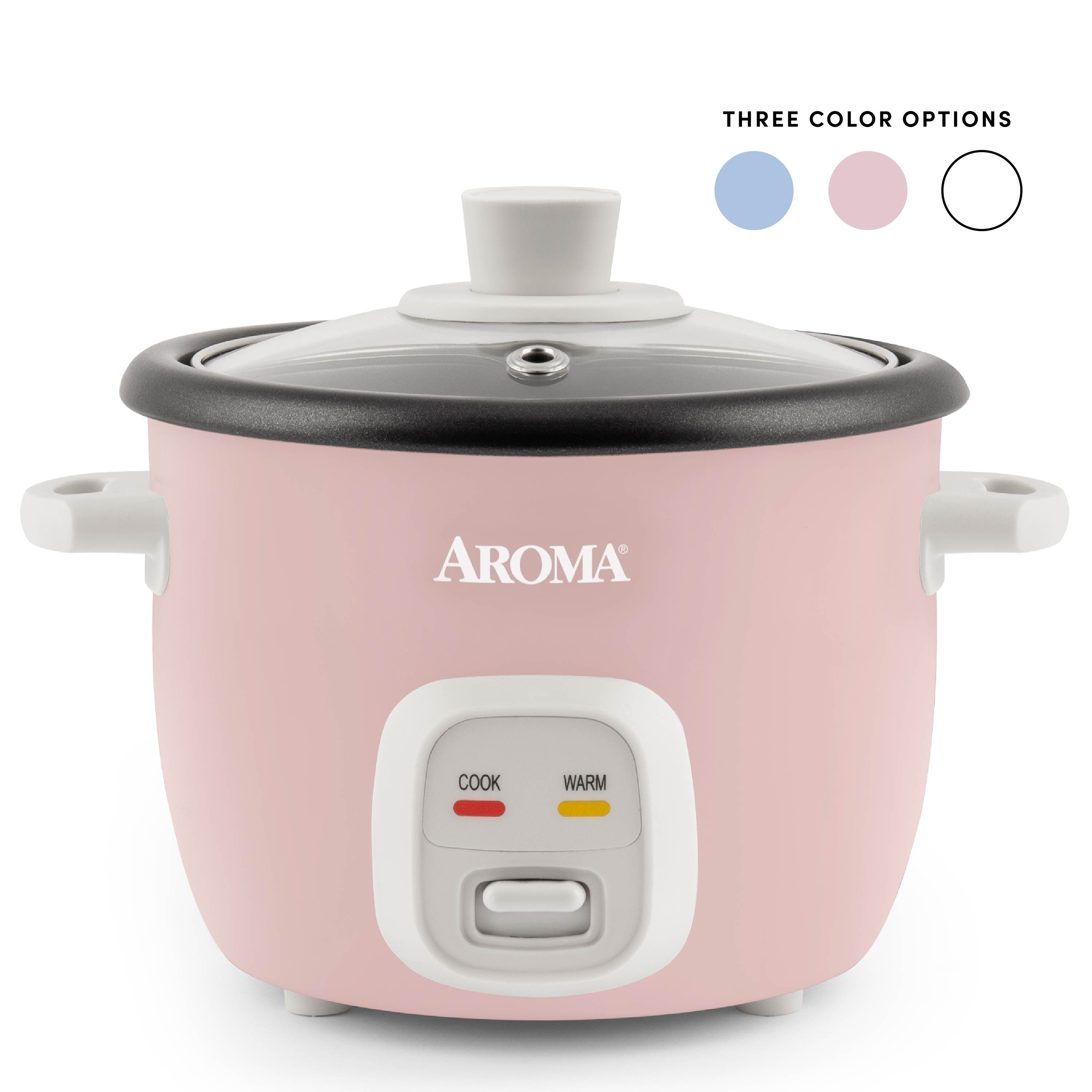 Aroma 6 Cup NonStick Pot Style White Rice Cooker, 3 Piece