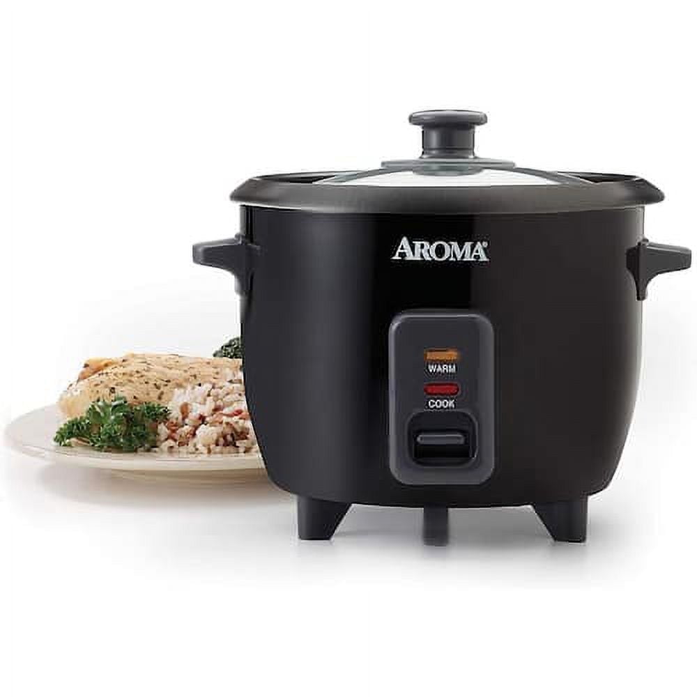 6-Cup Black Rice Cooker with Removable Steam Tray 6-Cup Black Rice Cooker with Removable Steam Tray