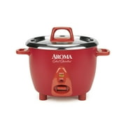 AROMA® 6-Cup (Cooked) / 1.2Qt. Select Stainless® Rice & Grain Cooker, Red, New, ARC-753SGR