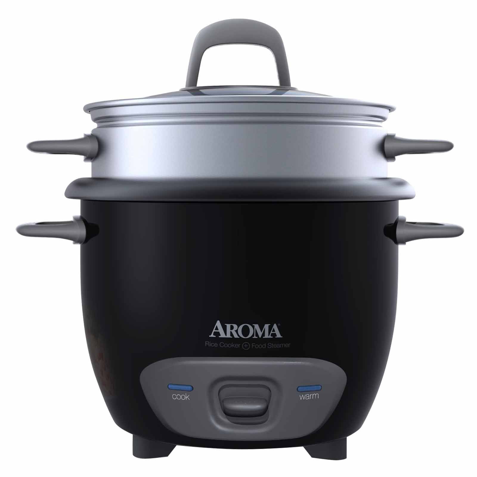 AROMA® 6-Cup (Cooked) / 1.5Qt. Rice & Grain Cooker, Black, New,  ARC-743-1NGB 