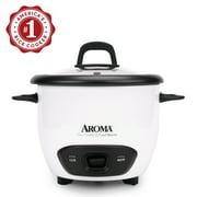 AROMA  6-Cup Cooked / 1.5Qt. Rice & Grain Cooker, White, New, ARC-743G