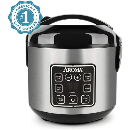 AROMA® 8-Cup Digital Rice & Grain Cooker, Multi-Cooker, 8X Bonded Granite Coating, Silver, New