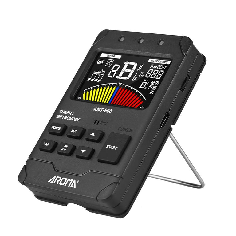 AROMA AMT 600 Tuner Metronome Tone Generator 3 in 1 Rechargeable 2.5 inch Color LCD Guitar Tuner Digital Metronome Electronic Metronome with