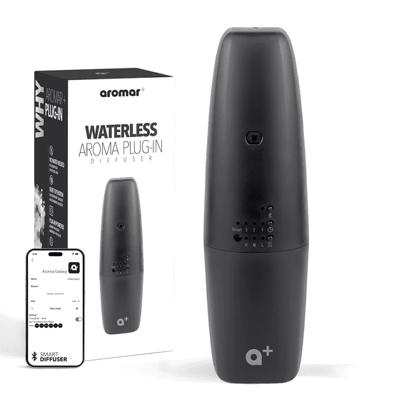 AROMAR Plus - Waterless Plug-In Aroma Diffuser, Bluetooth Control, Black