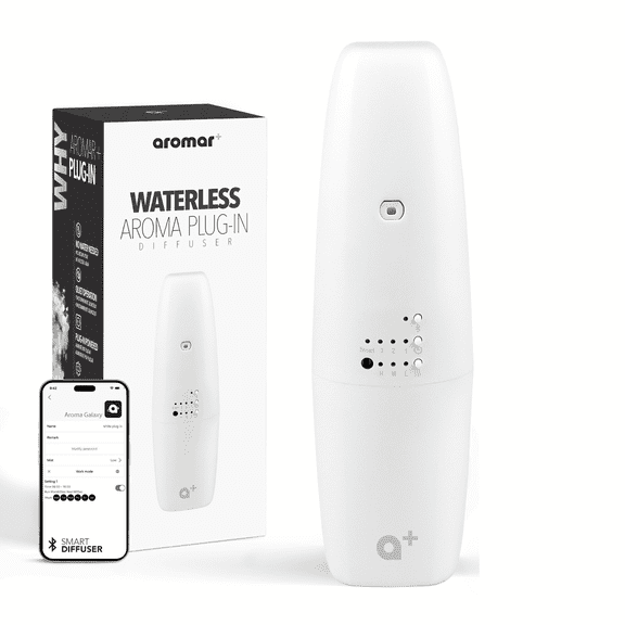 AROMAR Plus - Waterless Plug-In Aroma Diffuser, Bluetooth Control, White