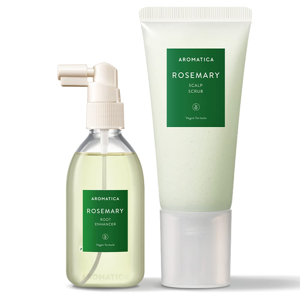 AROMATICA Rosemary Root Enhancer And Scalp Scrub Set Rosemary Water