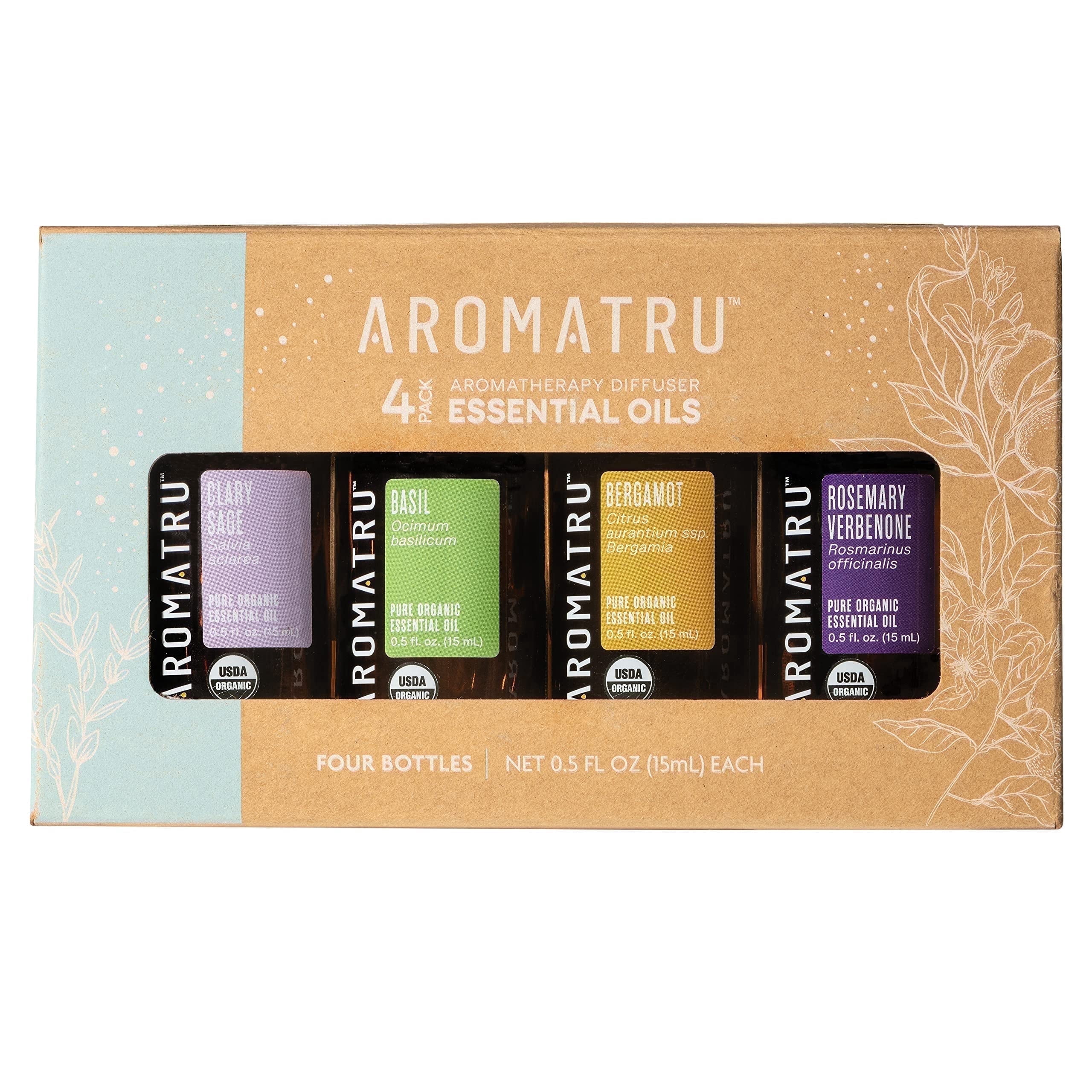 AROMATRU Organic Essential Oil Kits - Wildcrafted, No Synthetic Fillers, Ethically Sourced (Inspire Scents)-Pack