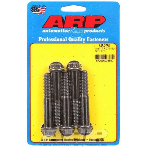 ARP 0.437-14 x 2.750 in. Thread 12 Point Head Bolt, Black Oxide - Set of 5