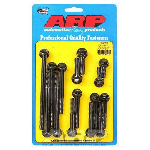 ARP 154-3202 Aluminum Water Pump & T-Cover Engine Bolt Kit for Small Block Ford 289 & 302, 6 Point