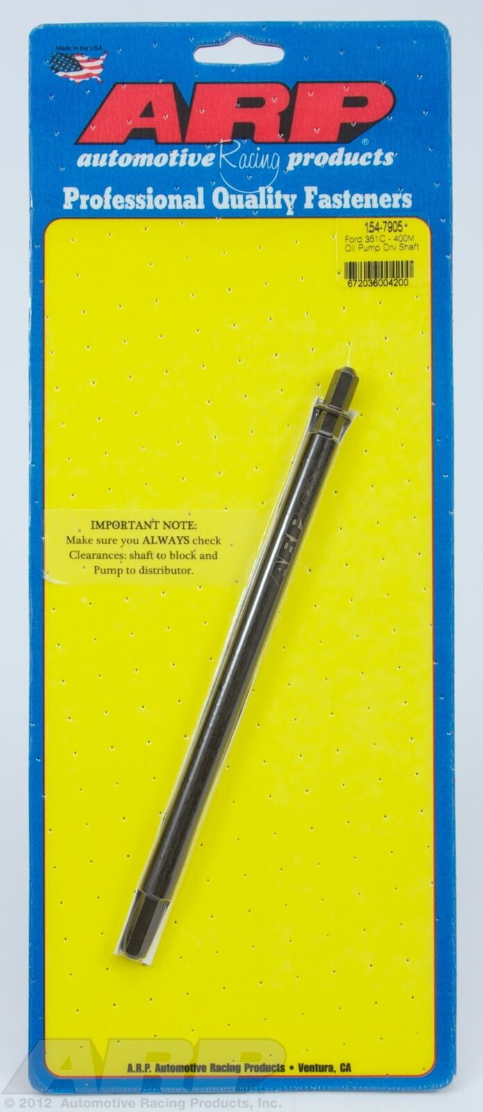 ARP 1547905 Black Ford 351C400M oil pump drive shaft