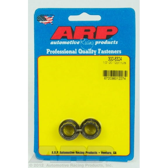 ARP 3008324 Stainless Steel 12-Point Nuts, Package Of 2, With 1/2-20 Thread Size And 9/16 Socket Size