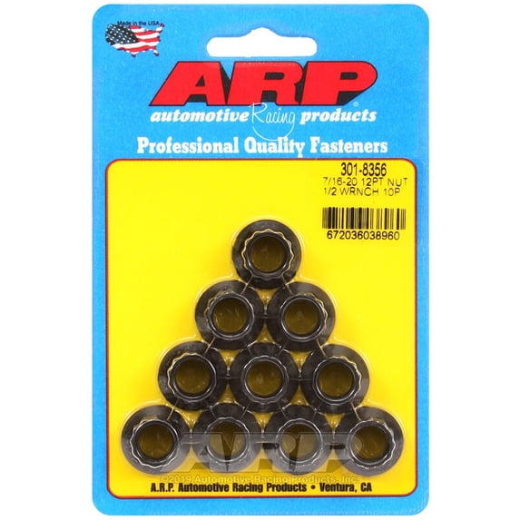 ARP 301-8356 7/16-20 1/2 Socket 12 Pt Nut Kit