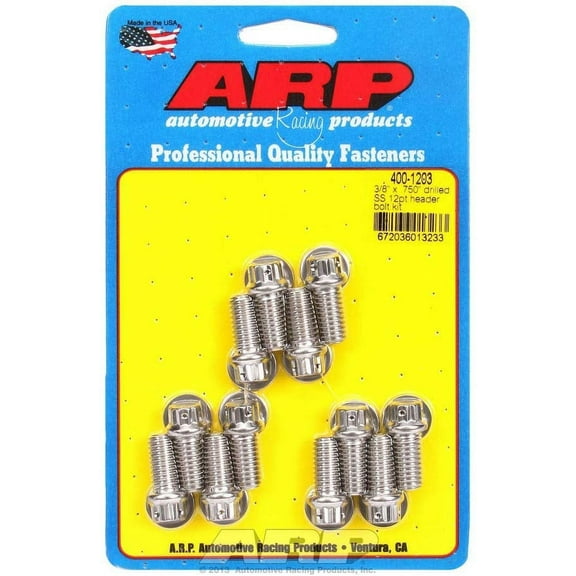 ARP 400-1203 3/88221; 12-Point Polished Stainless Steel Header Bolt, (Set of 12)