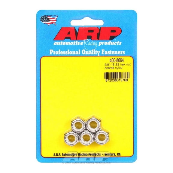 ARP 400-8664 3/8"-16 Stainless Steel Hex Nut - 5 Piece