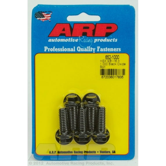ARP 652-1000 Black Oxide 3/8-16 RH Thread 1.000" UHL 6-Point Bolt with 3/8" Socket and Washer (Set of 5)"