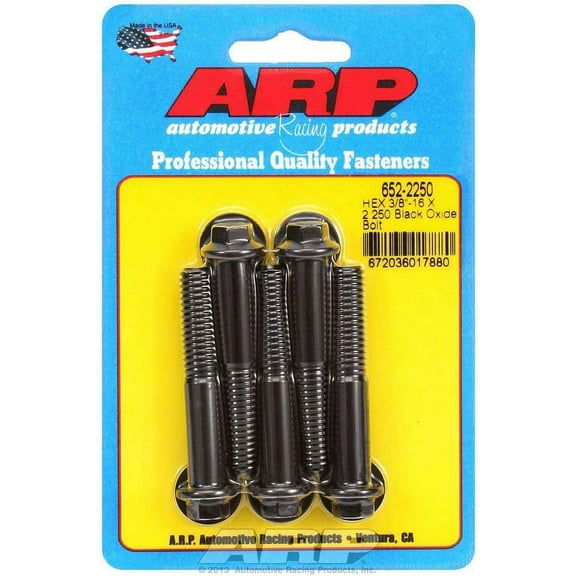 ARP 652-2250 Black Oxide 3/8-16" RH Thread 2.250" UHL 6-Point Bolt with 3/8" Socket and Washer, (Set of 5)
