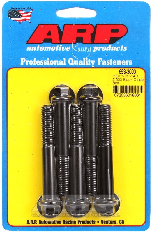 ARP 653-3000 7/16-14 X 3.000 Hex Black Oxide Bolts