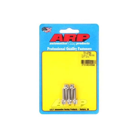 ARP ARP701-0750 10-24 x 0.750 in. Thread 12 Point Head Stainless Steel Bolt, Polished - Set of 5
