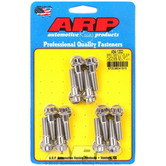 ARP INC. 434-1202 SBC/GENIII LS 3/8 FLANGE SS 12PT HEADER BOLT KIT