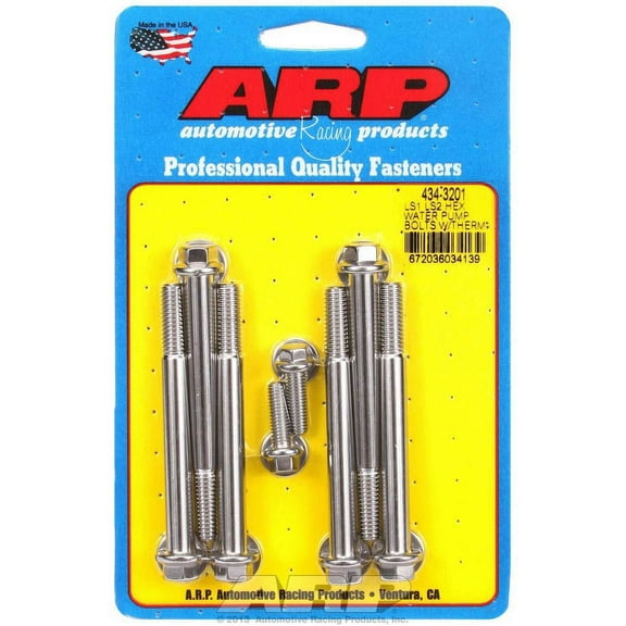 ARP INC. 434-3201 LS1 LS2 SS HEX WATER PUMP BOLTS W/THERMOSTAT HOUSING BOLTS KIT