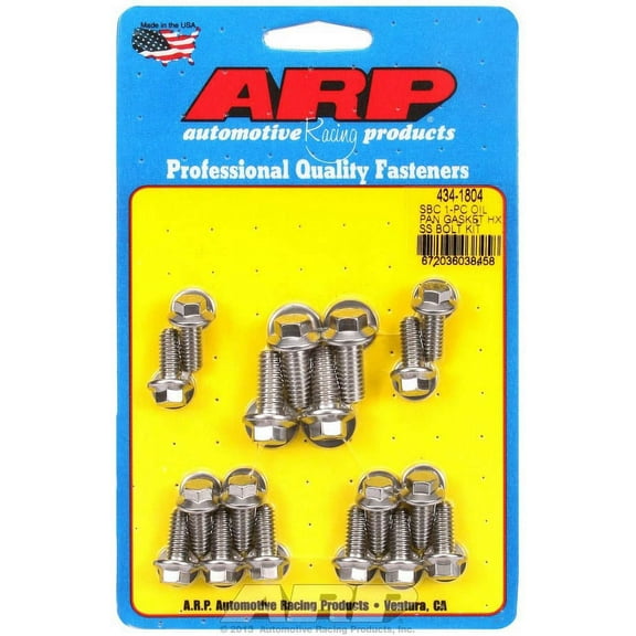 ARP Oil Pan Bolt Kit 1-Piece Rubber Gasket Small Block Chevy P/N 434-1804