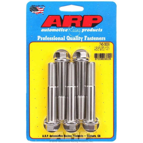 ARP Universal Bolt 1/2-20" Thread 3.000" Long Stainless 5 pc P/N 745-3000