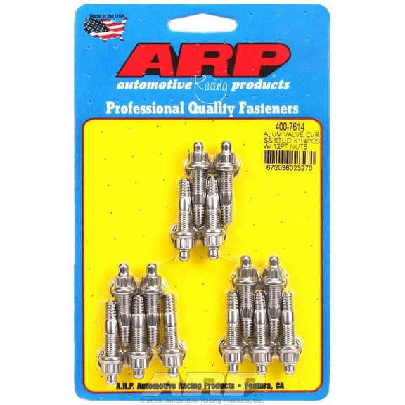 ARP Valve Cover Fastener Stud 12 Point Nuts Polished 14 pc P/N 400-7614