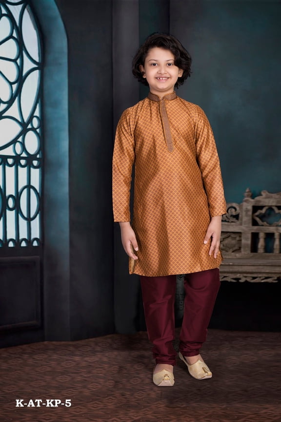 Poly Digital Print Work Traditional Kurta Pajama Set for Boys, Cultural Wear
