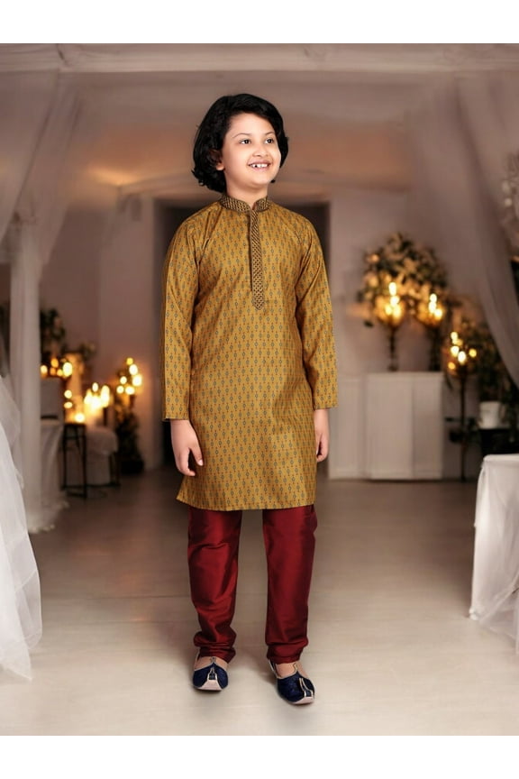 Poly Digital Print Work Traditional Kurta Pajama Set for Boys, Cultural Wear