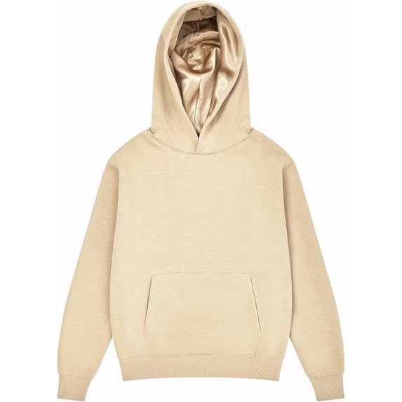 ARRIA by Kiss Satin-Lined Hoodie – Oversized Hoodie for Frizz Free Hair, Comfy Premium Cotton Sweatshirt, Women’s Fashion Hoodie, Fall Winter & Spring Trendy Essential Pullover (Small, Taupe)