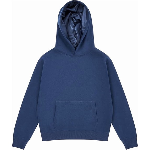 ARRIA by Kiss Satin-Lined Hoodie – Oversized Hoodie for Frizz Free Hair, Comfy Premium Cotton Sweatshirt, Women’s Fashion Hoodie, Fall Winter & Spring Trendy Essential Pullover (Large, Navy)