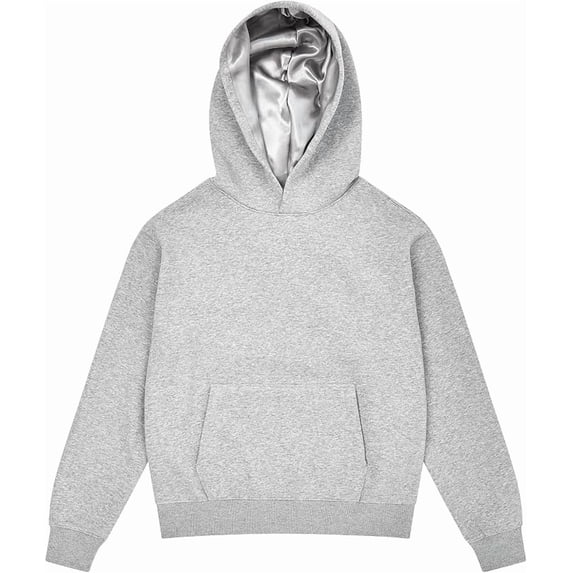 ARRIA by Kiss Satin-Lined Hoodie – Oversized Hoodie for Frizz Free Hair, Comfy Premium Cotton Sweatshirt, Women’s Fashion Hoodie, Fall Winter & Spring Trendy Essential Pullover (Medium, Gray)