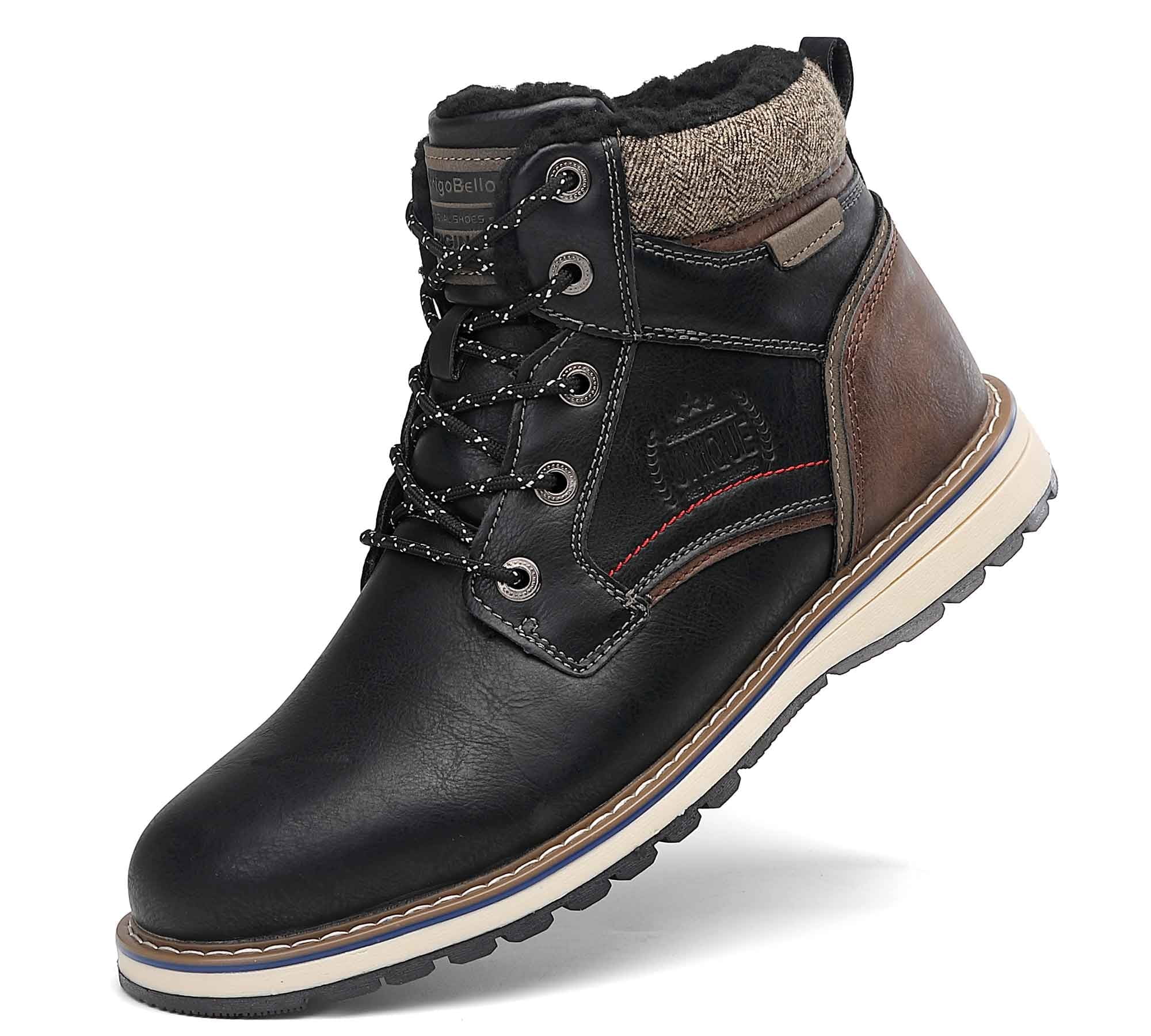 ARRIGO BELLO Men's Snow Hiking Boots Outdoor Winter Snow Boots 8 Black