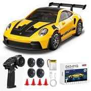 ARRIS 1/43 911 RC Drift Car 4WD with Gyro Full Proportional RTR-Yellow