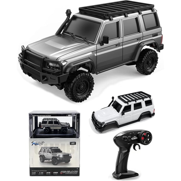 ARRIS 1:43 Scale Mini RC Crawler, 4WD Desktop Off-Road Toy Vehicle with 2 Interchangeable Body Shells and LED Lights for Adults