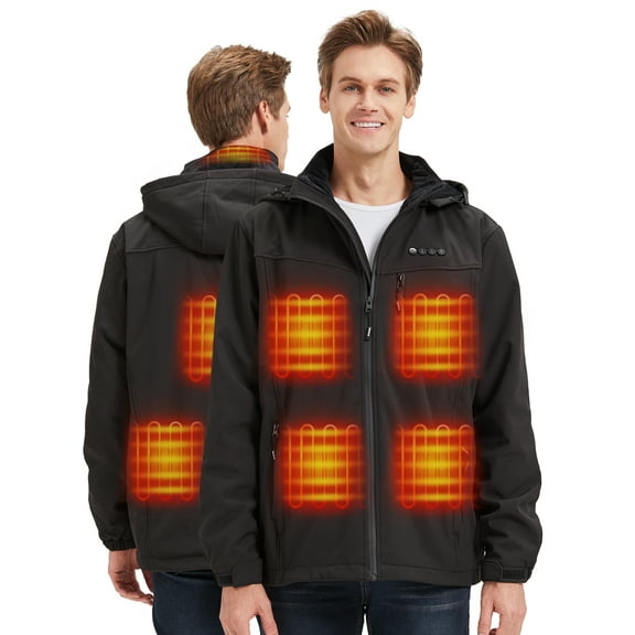 ARRIS 7.4V Heated Jacket for Men, Electric Heating Coat, Men's Heating Jacket with 8 Heating Areas, Water-resistant-L