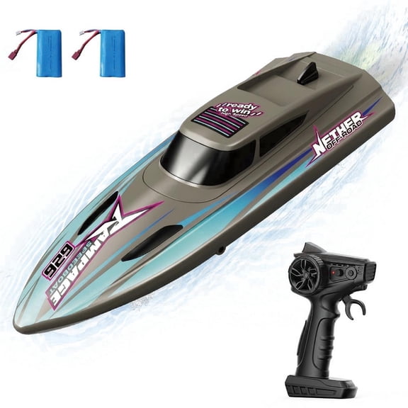 ARRIS Fast RC Boat for Adults, 20KM/H High Speed Remote Control Racing Boat with 2 Batteries and Self Righting Feature for Pools and Lakes, Brown
