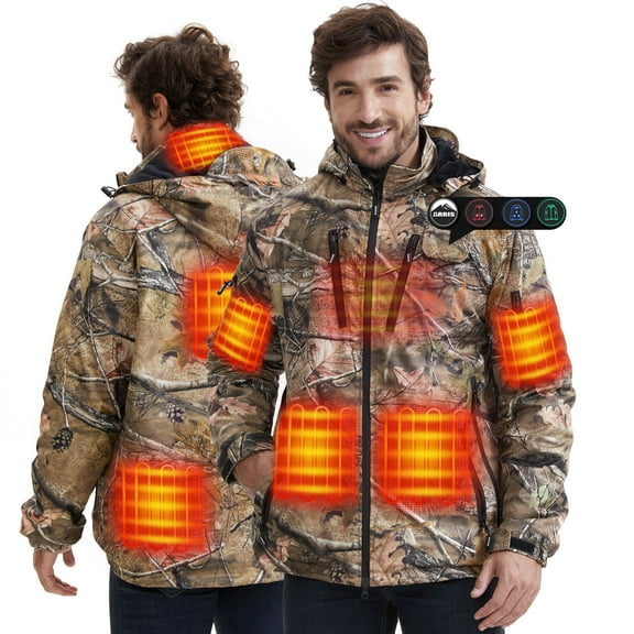 ARRIS Heated Hunting Jacket for men, Camo Electric Size Adjustable 7.4V Heating Coat with Battery for Hunting-XL