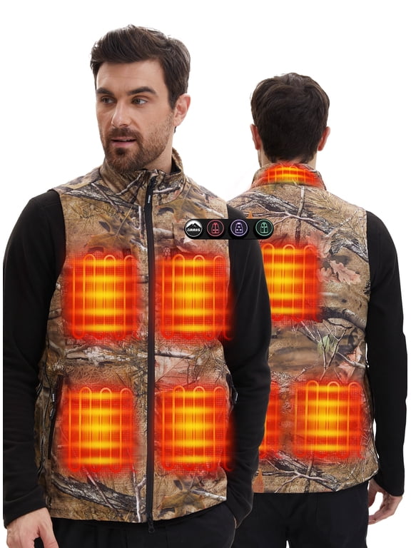 Heated Hunting Vest for men, Camo Electric Size Adjustable 7.4V Heating Vest with Battery for Hunting