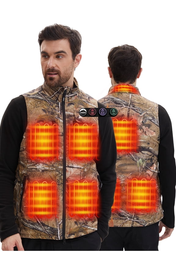 Heated Hunting Vest for men, Camo Electric Size Adjustable 7.4V Heating Vest with Battery for Hunting