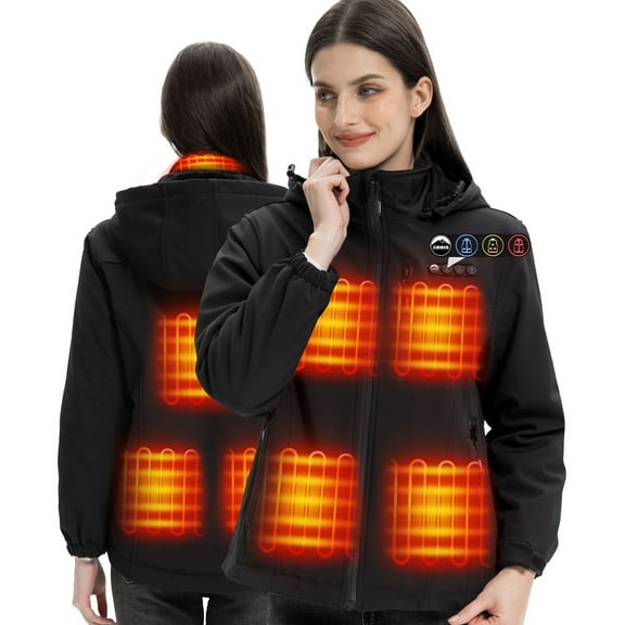 ARRIS Heated Jacket for Women Electric 7.4V Battery Powered Heating Coat With 8 Heating Zones