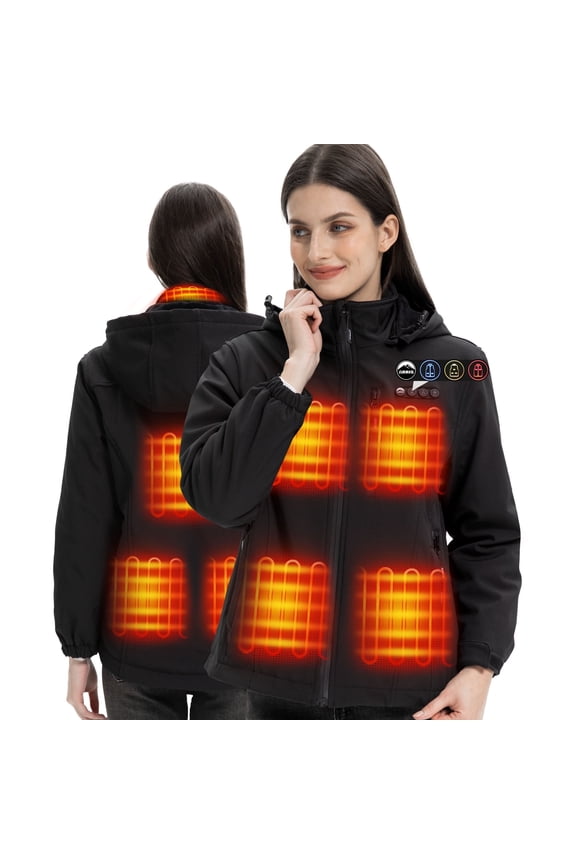 Heated Jacket for Women Electric 7.4V Battery Powered Heating Coat With 8 Heating Zones