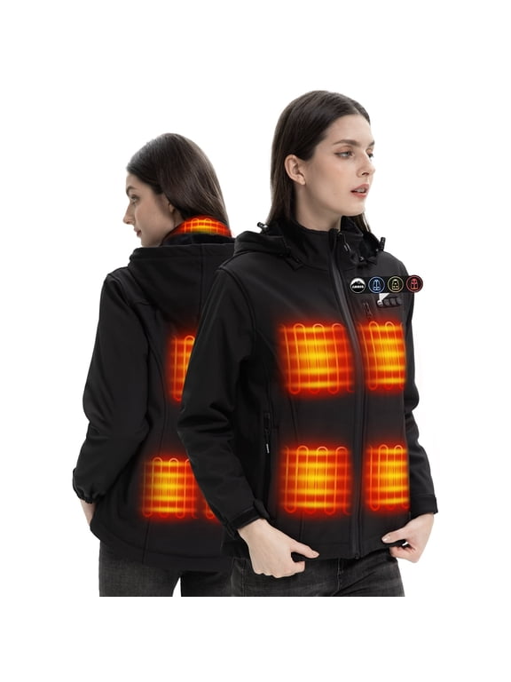 Heated Jacket for Women Electric Heating Warm Coat With 7.4V Battery L