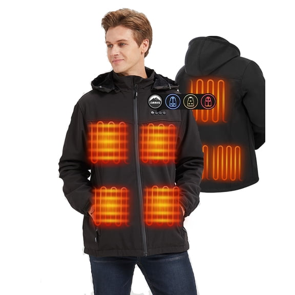 Men's Heated Jacket with Battery,Classic Style, 8 Heating Zones, Independent 3-Zone Control System M