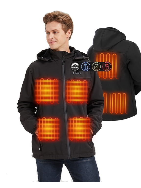 Men's Heated Jacket with Battery,Classic Style, 8 Heating Zones, Independent 3-Zone Control System XXL