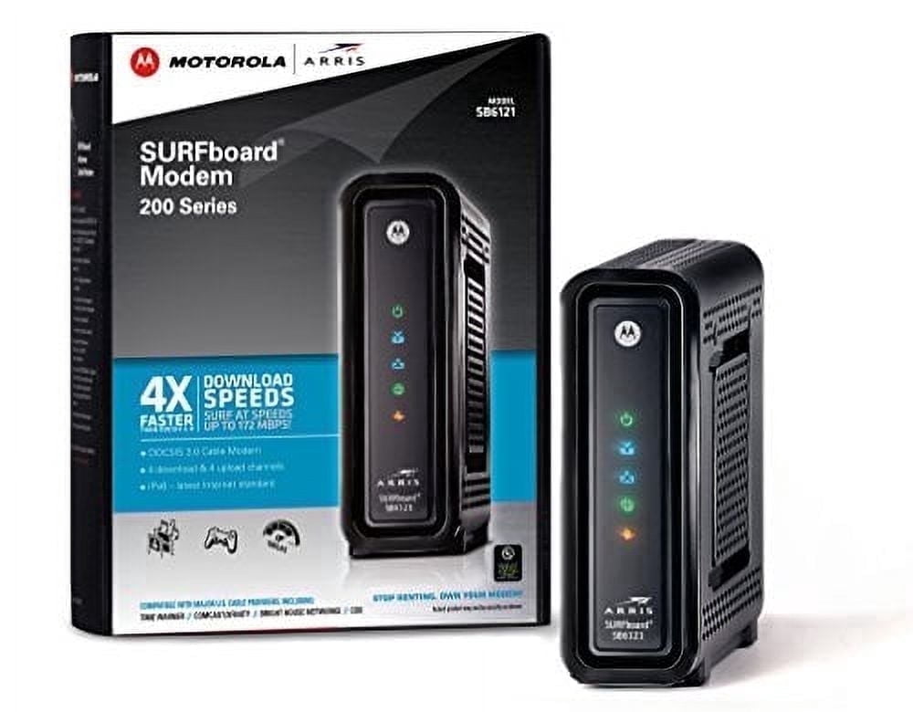 ARRIS Motorola SB6121 SURFboard DOCSIS 3.0 Modem, 4 Channels, 100 Mbps ...