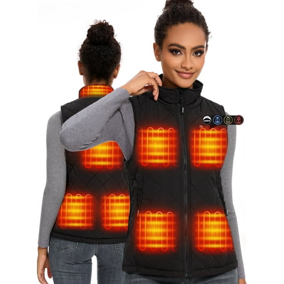 ARRIS Women Heated Vest with 7.4V Battery Size Adjustable Heating Clothing-Black