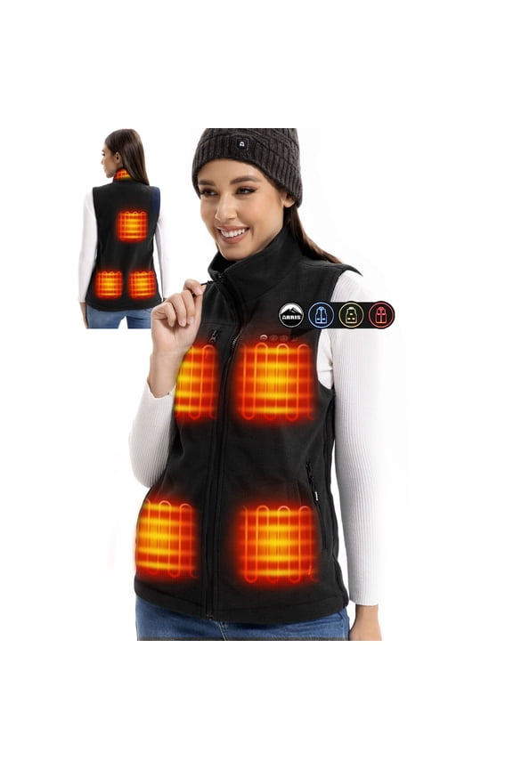 Women Heated Vest with 7.4V Battery Size Adjustable Heating Clothing-Black