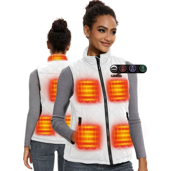 ARRIS Women Heated Vest with 7.4V Battery Size Adjustable Heating Clothing-White